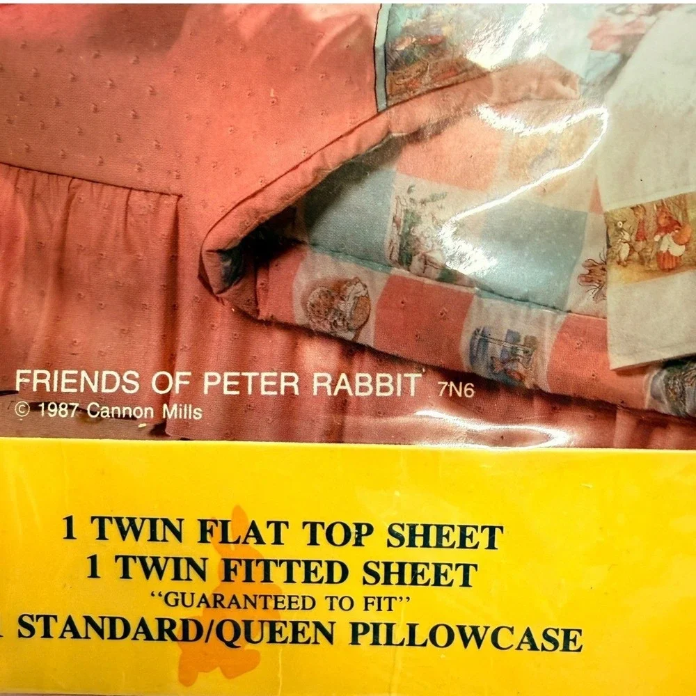 New Vintage 1987 Cannon Royal Family Beatrix Potter Twin Sheet 3pc Peter Rabbit